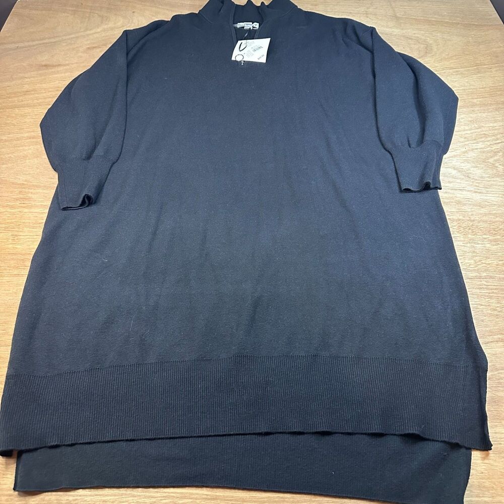 Ava & Viv Black Sweater Dress 2X NWT Quarter Zip Mock Neck Plus Size